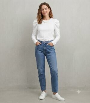 Cloth by Design Puff Shoulder Long Sleeve Top White Cotton Elevated Casual M